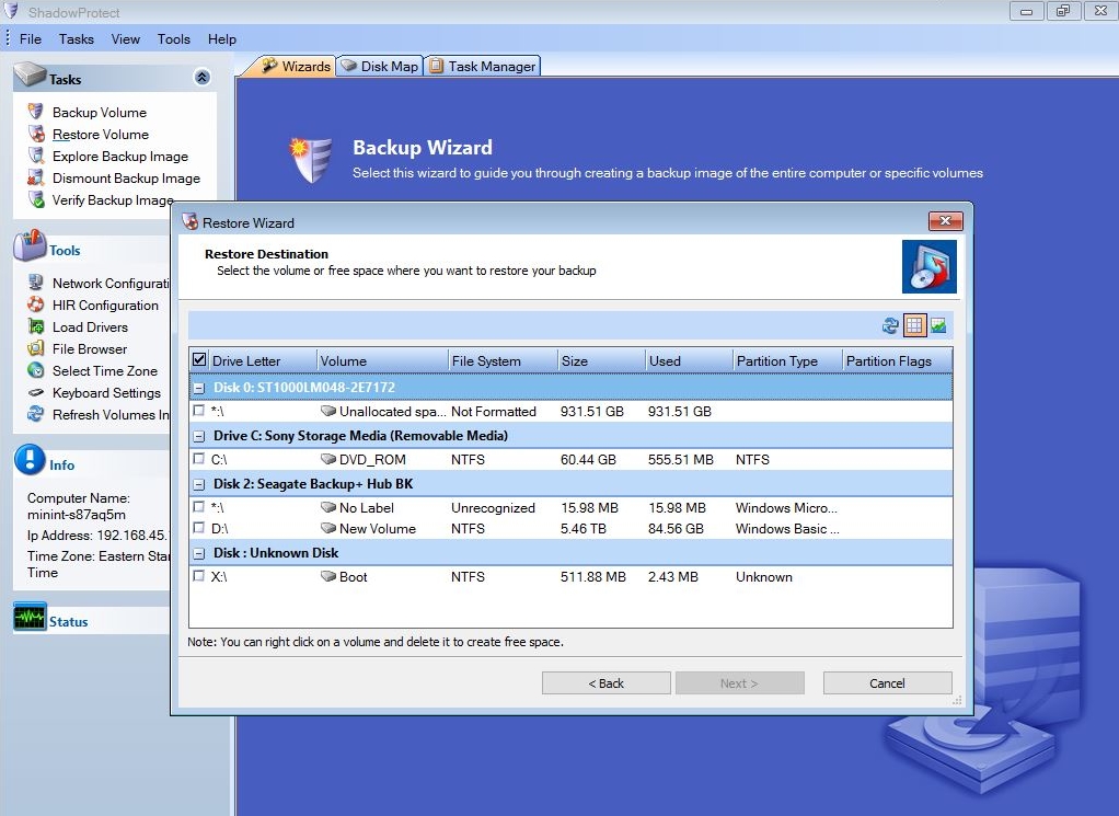 Using the StorageCraft Recovery Environment to Restore a System Volume